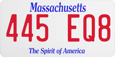 MA license plate 445EQ8