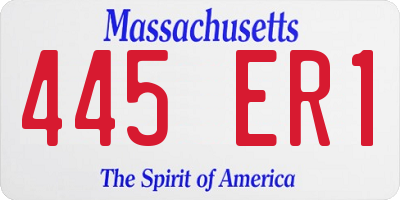MA license plate 445ER1