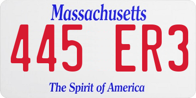 MA license plate 445ER3