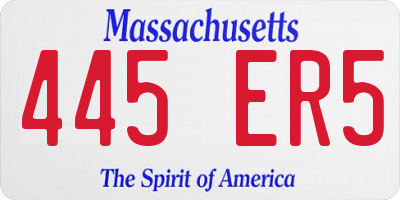 MA license plate 445ER5