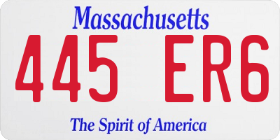 MA license plate 445ER6