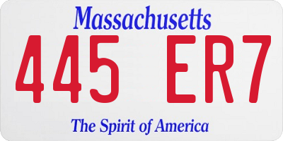 MA license plate 445ER7