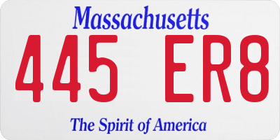 MA license plate 445ER8