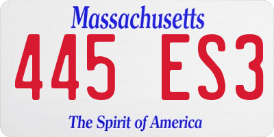 MA license plate 445ES3