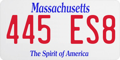 MA license plate 445ES8