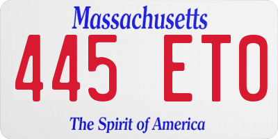 MA license plate 445ET0