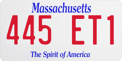MA license plate 445ET1