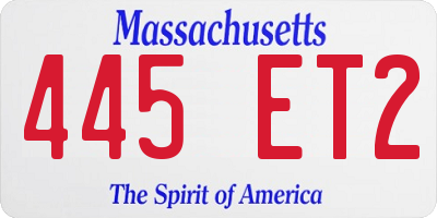 MA license plate 445ET2