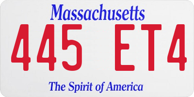 MA license plate 445ET4