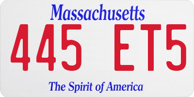 MA license plate 445ET5