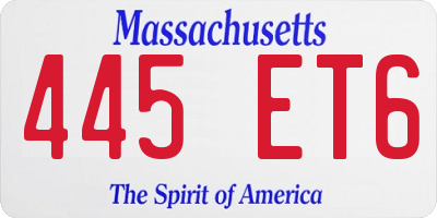 MA license plate 445ET6