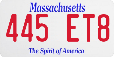 MA license plate 445ET8