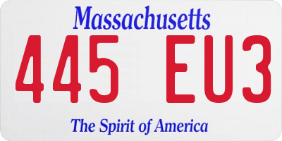 MA license plate 445EU3