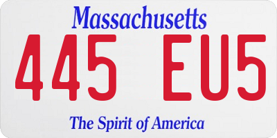 MA license plate 445EU5