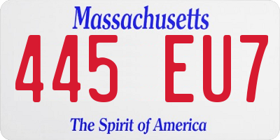 MA license plate 445EU7