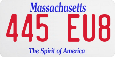 MA license plate 445EU8