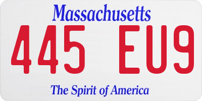 MA license plate 445EU9