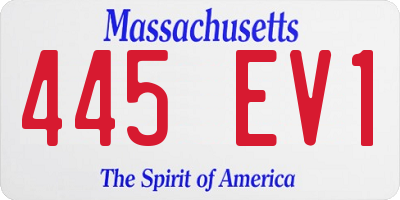 MA license plate 445EV1