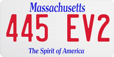 MA license plate 445EV2