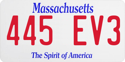 MA license plate 445EV3