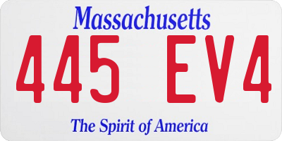 MA license plate 445EV4