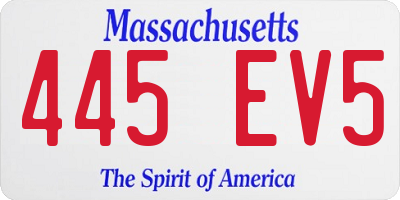 MA license plate 445EV5