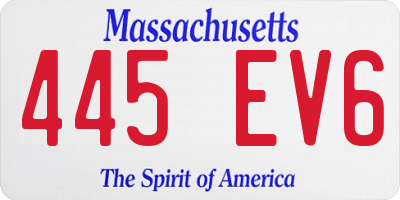 MA license plate 445EV6