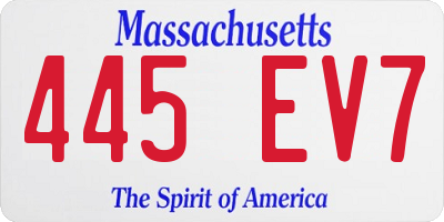 MA license plate 445EV7