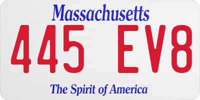 MA license plate 445EV8