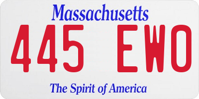 MA license plate 445EW0