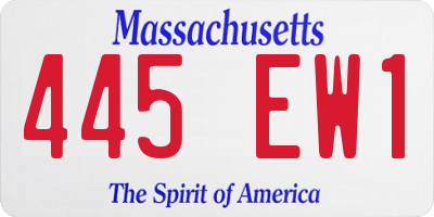 MA license plate 445EW1