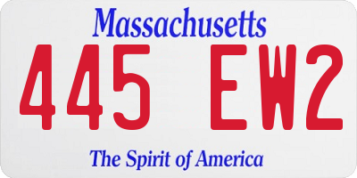 MA license plate 445EW2