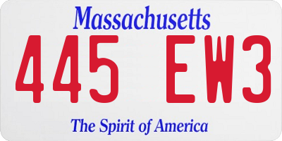 MA license plate 445EW3
