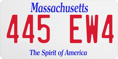 MA license plate 445EW4