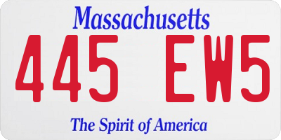 MA license plate 445EW5
