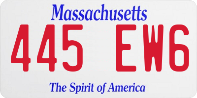 MA license plate 445EW6