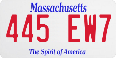 MA license plate 445EW7