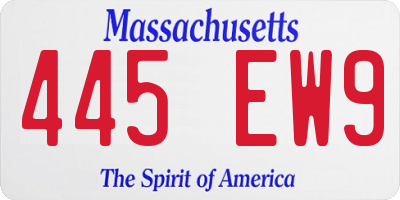 MA license plate 445EW9