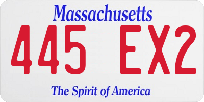 MA license plate 445EX2