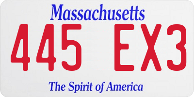 MA license plate 445EX3