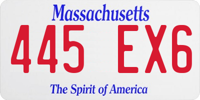 MA license plate 445EX6