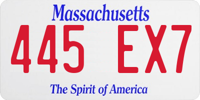 MA license plate 445EX7