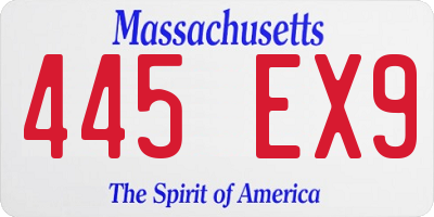 MA license plate 445EX9