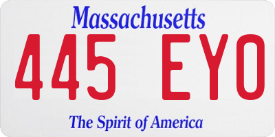 MA license plate 445EY0