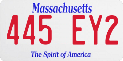 MA license plate 445EY2