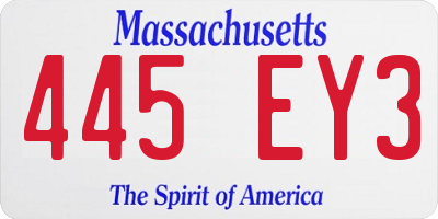 MA license plate 445EY3