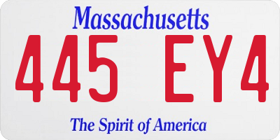 MA license plate 445EY4