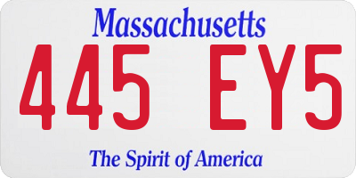 MA license plate 445EY5