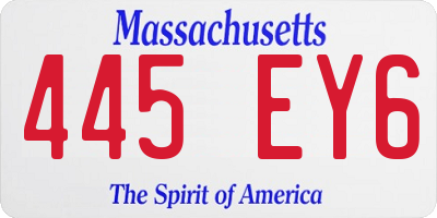 MA license plate 445EY6