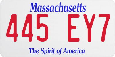 MA license plate 445EY7